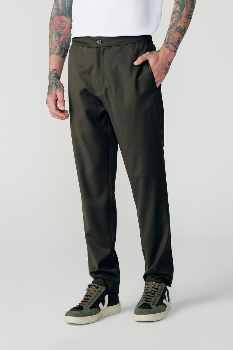 Calça Elástico Wick Verde Militar Masculina - Oficina Reserva