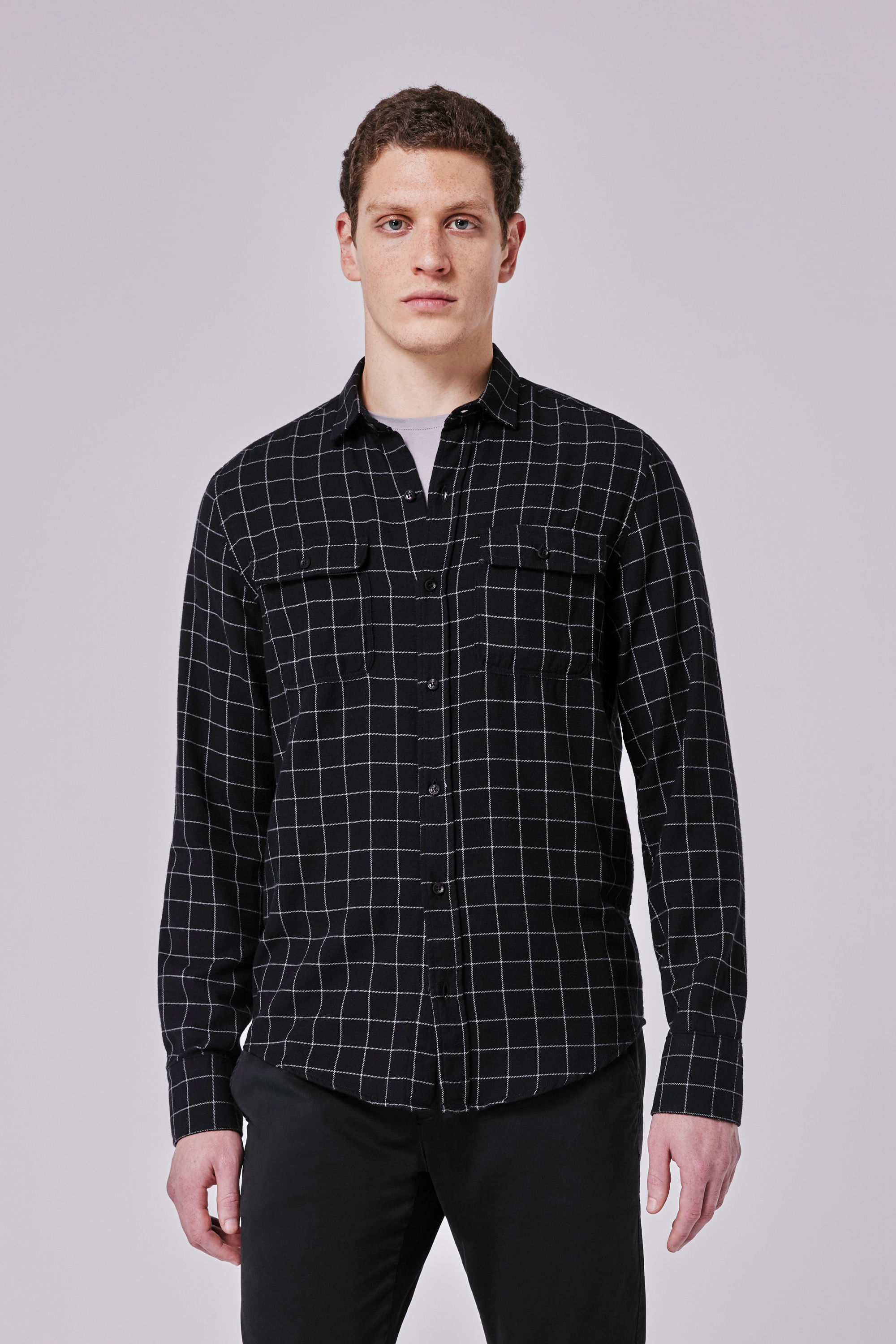 Camisa vestir tailored micro xadrez, Camisas de homem
