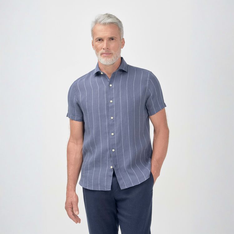 Camisa Linho Roma Listras Mc