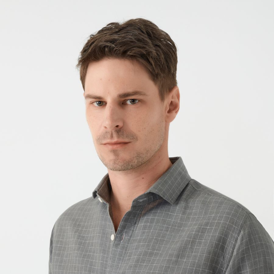 Camisa Cotton Linen Grid Ml