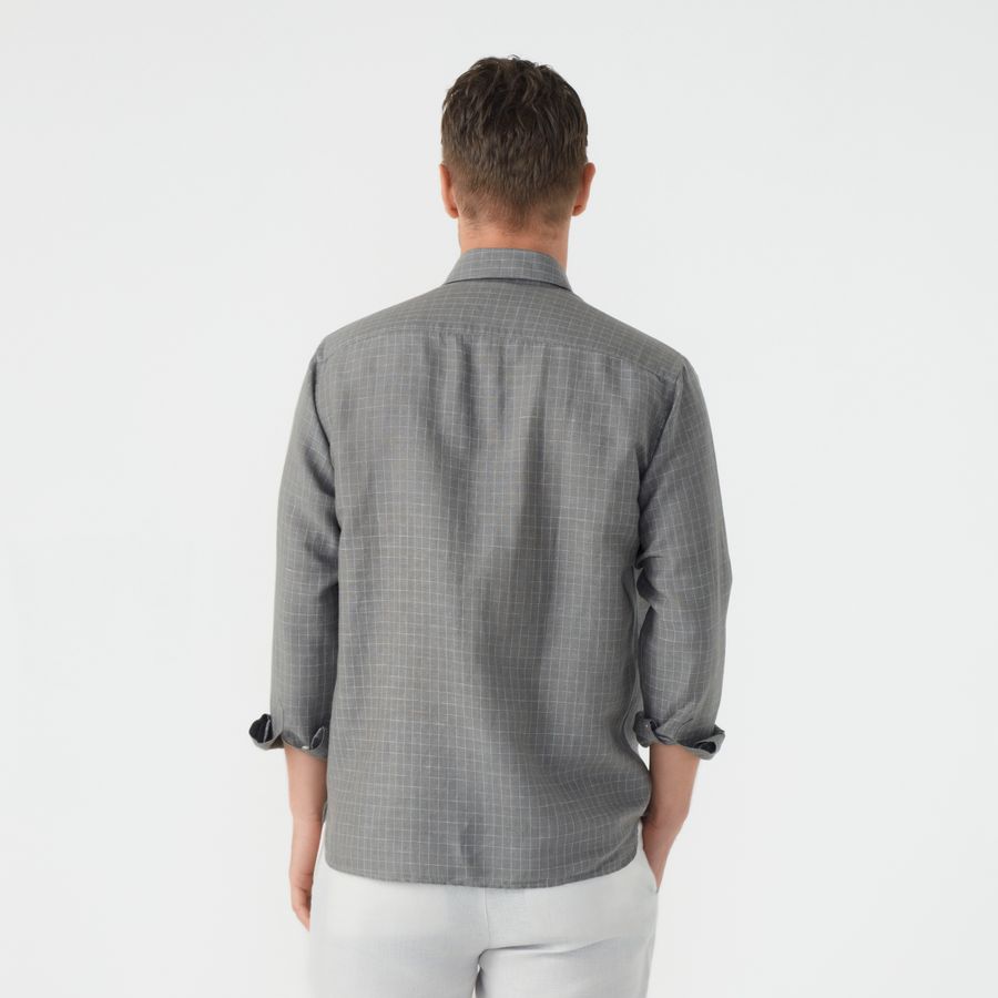 Camisa Cotton Linen Grid Ml