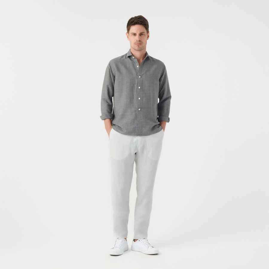 Camisa Cotton Linen Grid Ml