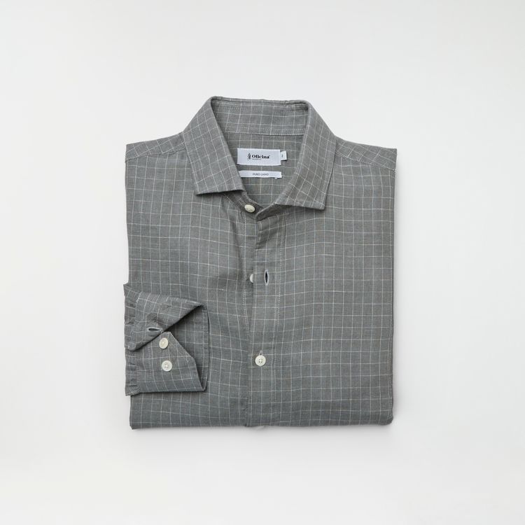 Camisa Cotton Linen Grid Ml