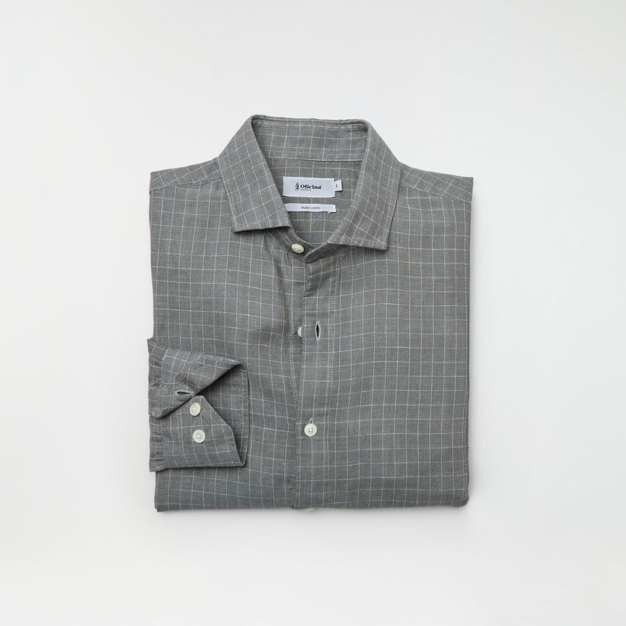 Camisa Cotton Linen Grid Ml