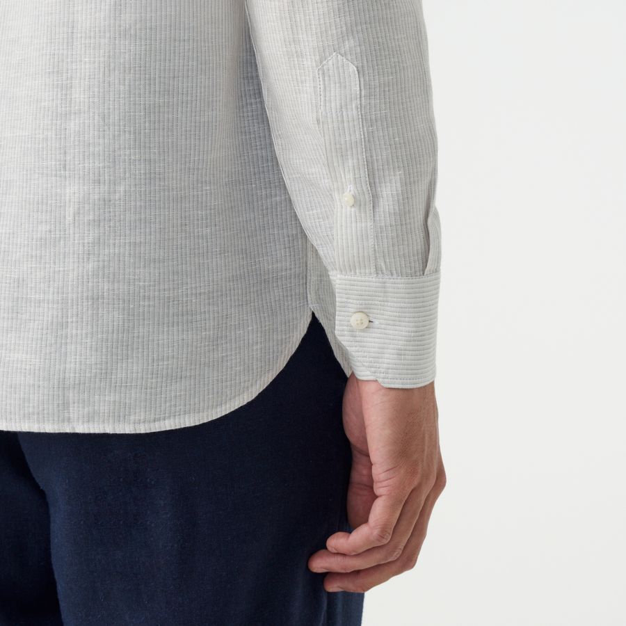 Camisa Cotton Linen Listras Manga Longa
