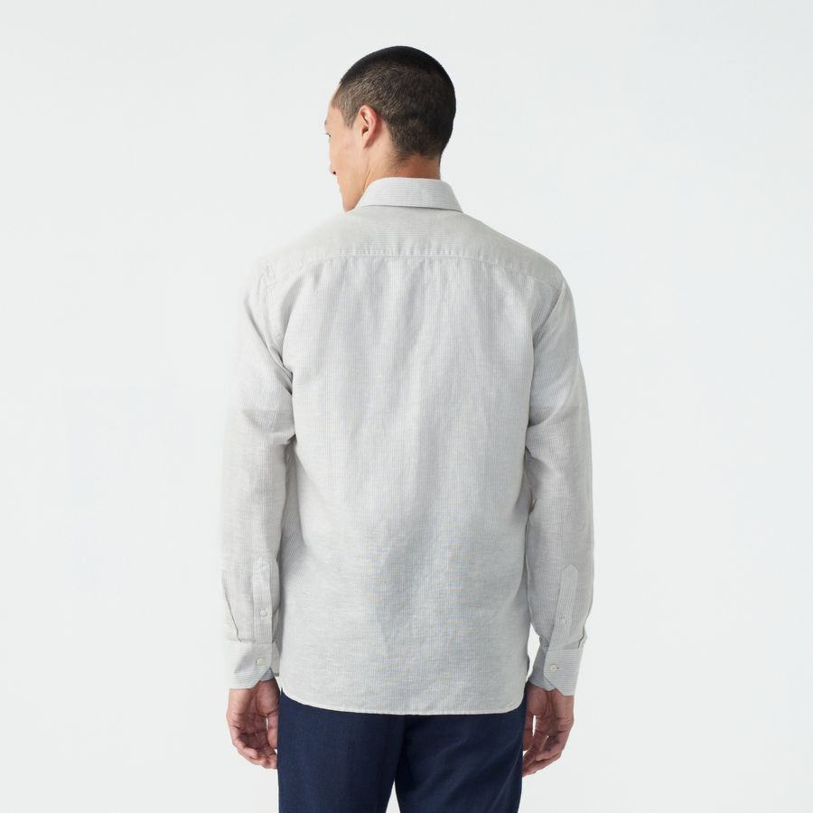 Camisa Cotton Linen Listras Manga Longa