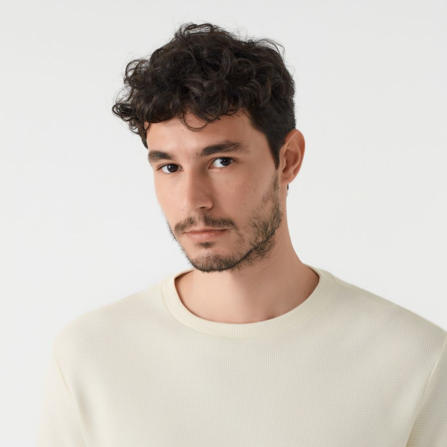 Camiseta Waffle Manga Longa