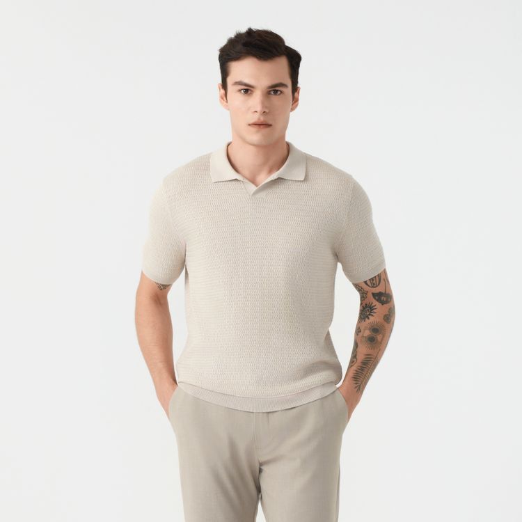 Polo Tricot Ancora Manga Curta