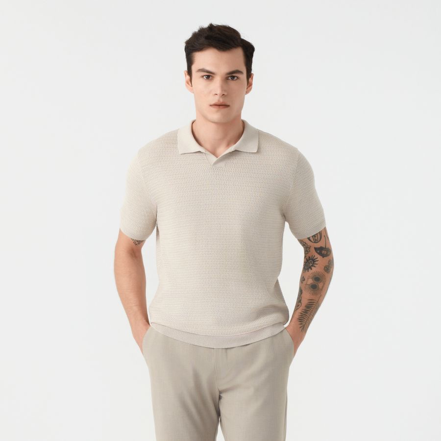 Polo Tricot Ancora Manga Curta