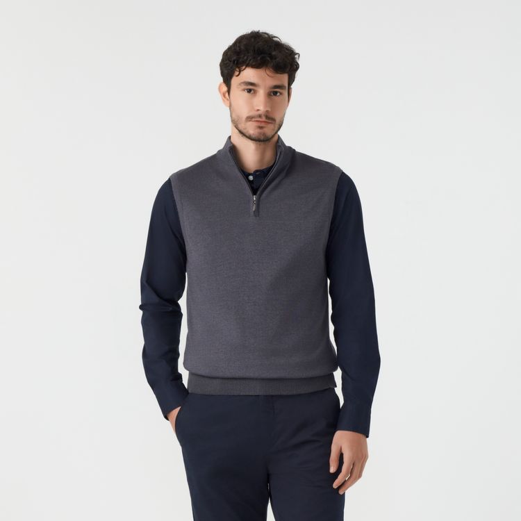 Colete Tricot Meio Zíper