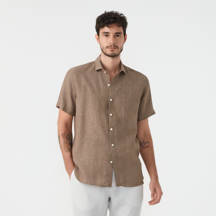 Camisa Linho Manga Curta
