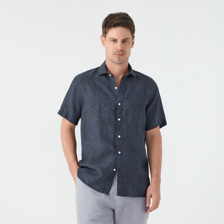 Camisa Linho Manga Curta